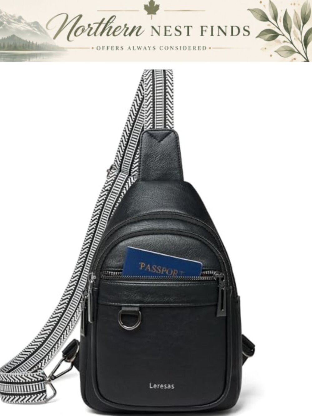 Vegan Leather Sling Bag Crossbody Anti Theft Fanny Pack Purse Backpack